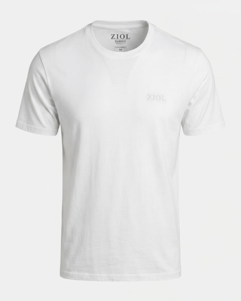 Camiseta masculina Ziol Classic que nao amassa, tecido anti-rugas com elastano