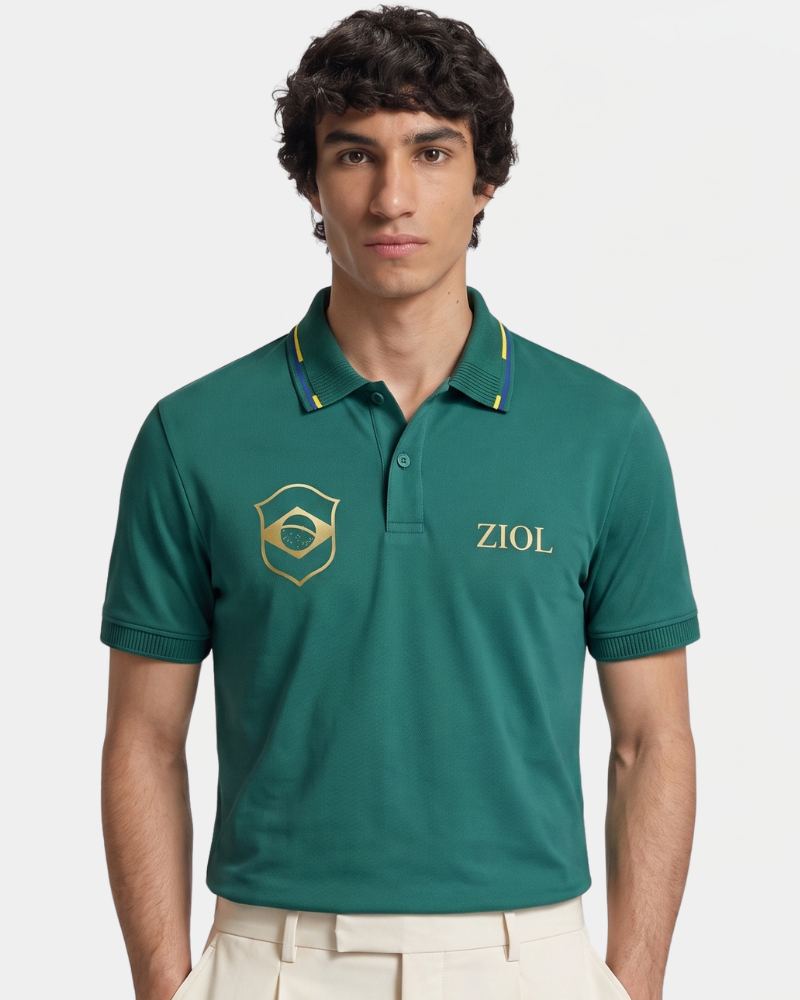 Polo Manga Curta Piquet Brasil Ziol