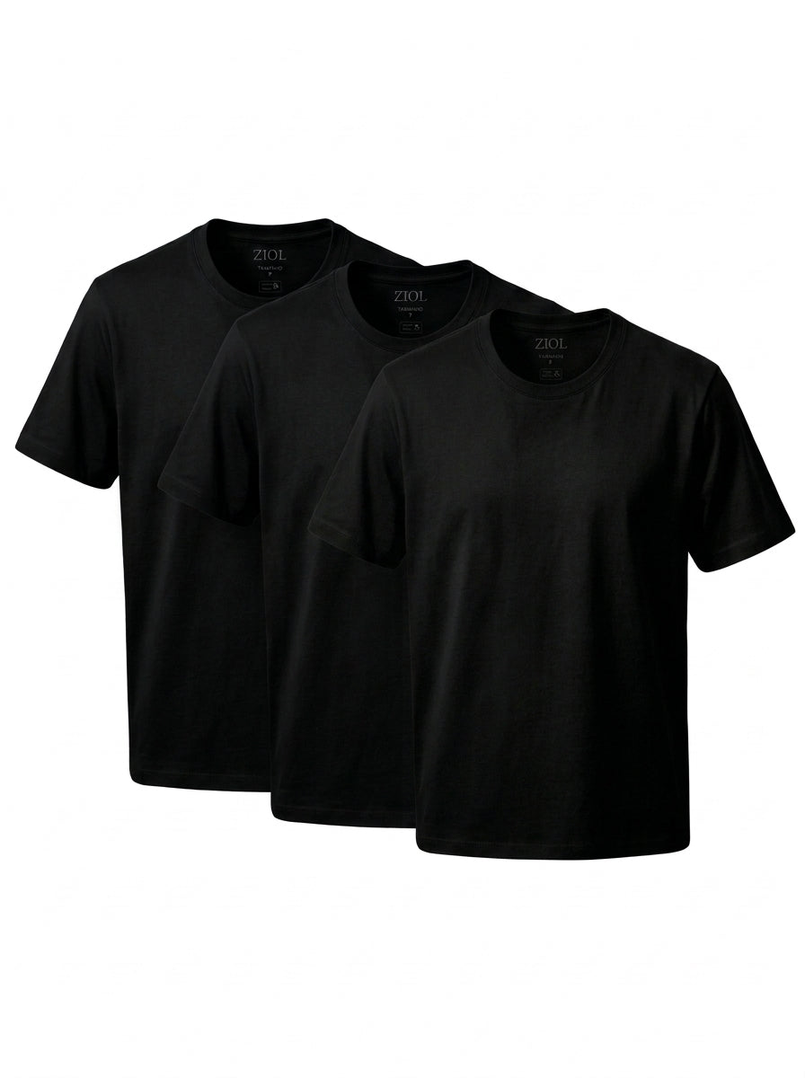 Kit ZIOL 3X - 3 Camisetas Algodão Egípcio Masculina