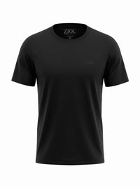 Camiseta Ziol Pima SilkTouch Preto estendida, frente da peça sem modelo