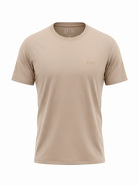 Camiseta Ziol Pima SilkTouch Taupe estendida, frente da peça sem modelo